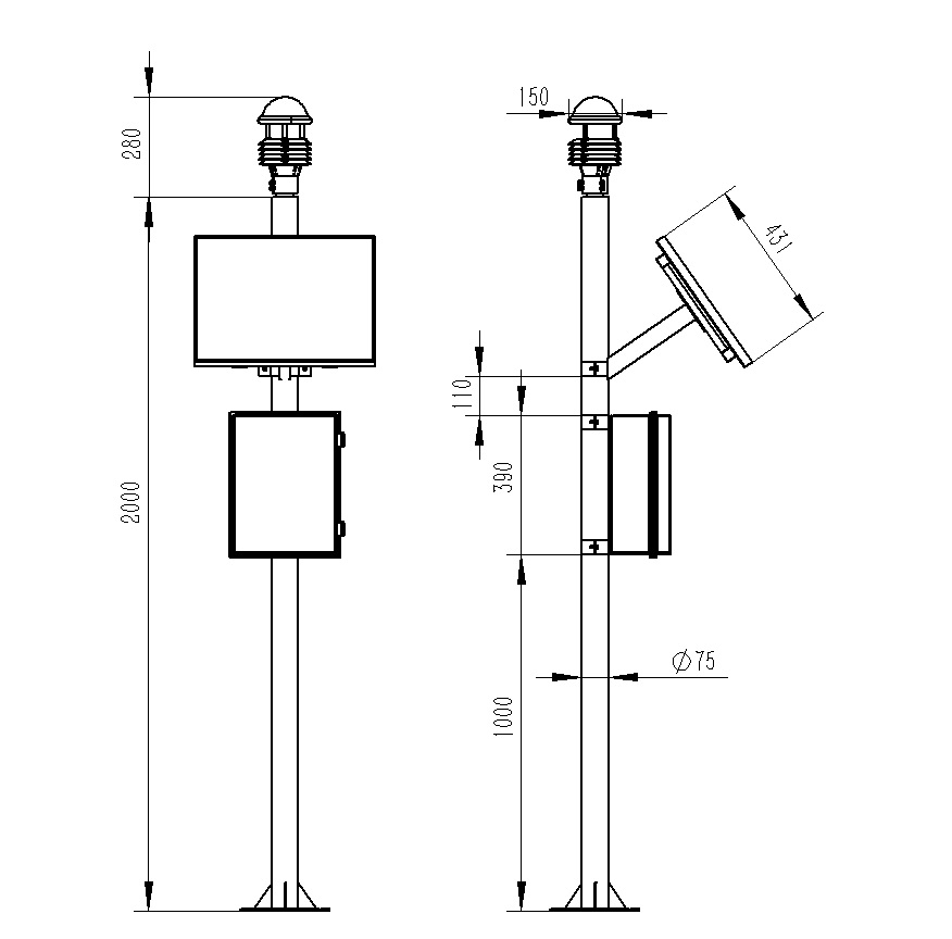 自動(dòng)氣象站設(shè)備產(chǎn)品尺寸圖